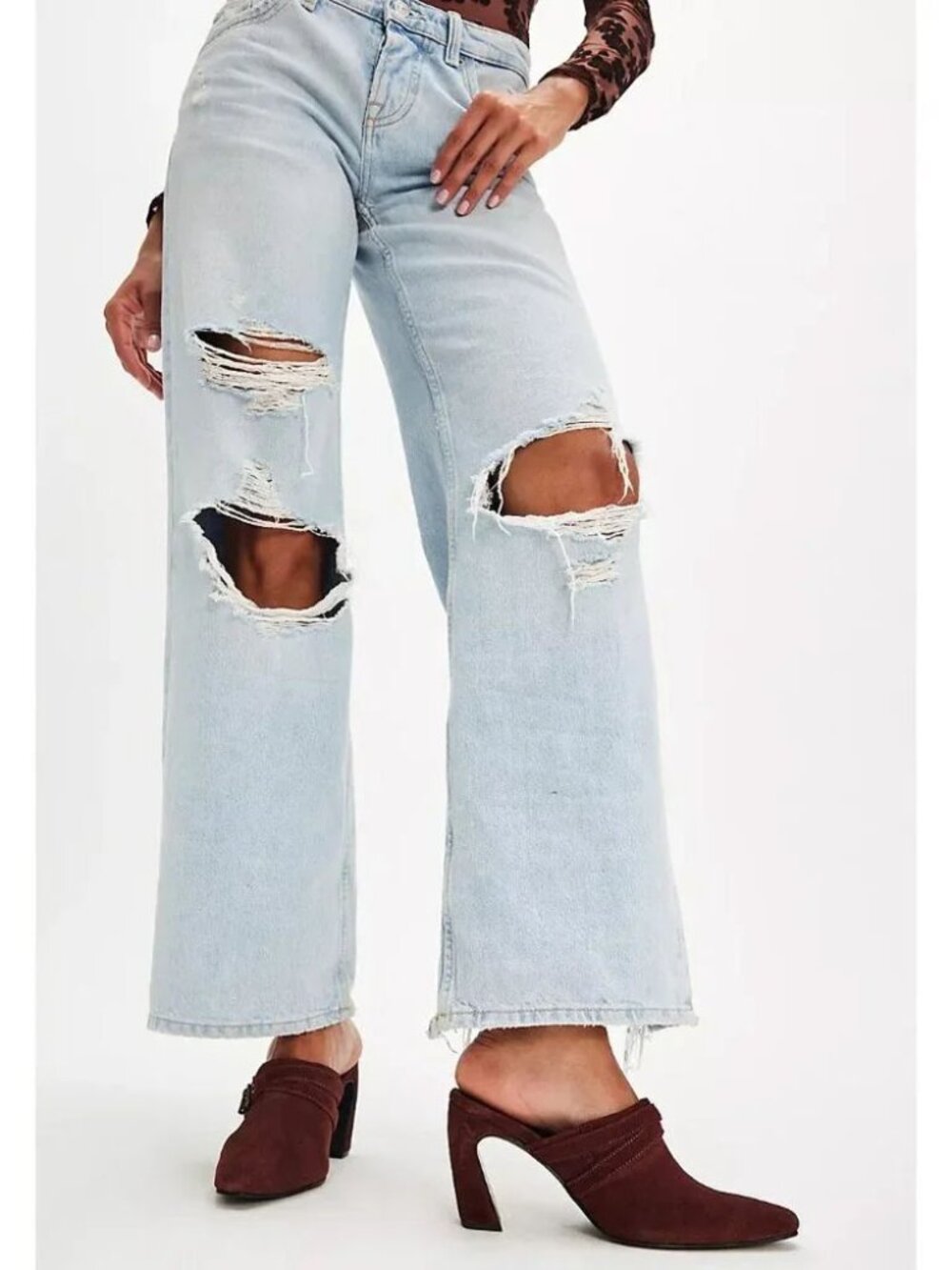 FREE PEOPLE Date Night Heeled Mules / Port Royale Suede - Picture 3 of 10